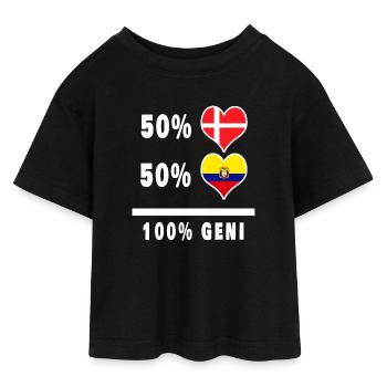 Equateur et Danemark 100% drapeau de génie - T-shirt Crop Top en jersey Ado - noir - Devant - AI Model Teenager Female light (150cm)