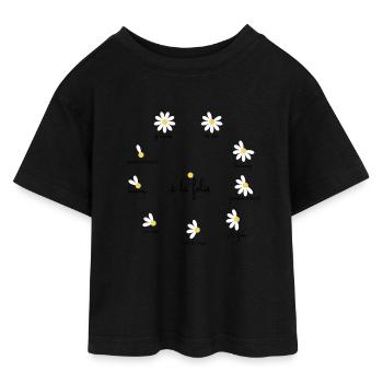 marguerite pétales amour V2 - T-shirt Crop Top en jersey Ado - noir - Devant - AI Model Teenager Female light (150cm)
