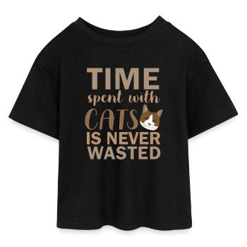 Temps passé avec les chats - T-shirt Crop Top en jersey Ado - noir - Devant - AI Model Teenager Female light (150cm)