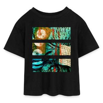 Paysage abstrait aux couleurs vives - T-shirt Crop Top en jersey Ado - noir - Devant - AI Model Teenager Female light (150cm)