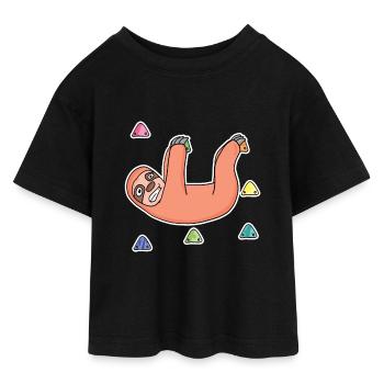 Sloth, Rock Climbing, Rock Climbing - Teen Cropped Jersey T-Shirt - black - Front - AI Model Teenager Female light (150cm)