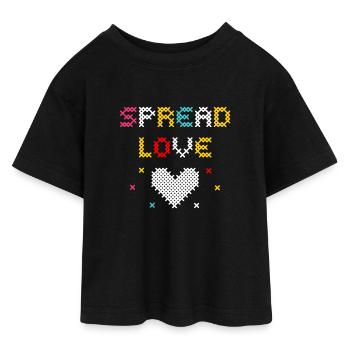 Love Pixel Heart Kreatives Design - Teen Cropped Jersey T-Shirt - Schwarz - Vorne - AI Model Teenager Female light (150cm)