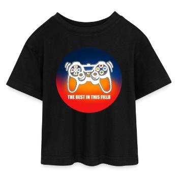 Game Console Gamer - Teen Cropped Jersey T-Shirt - black - Front - AI Model Teenager Female light (150cm)