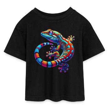 Gecko - Teen Cropped Jersey T-Shirt - Schwarz - Vorne - AI Model Teenager Female light (150cm)