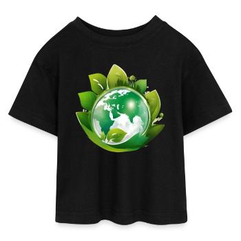 Planet Earth, Mother Nature - Teen Cropped Jersey T-Shirt - black - Front - AI Model Teenager Female light (150cm)
