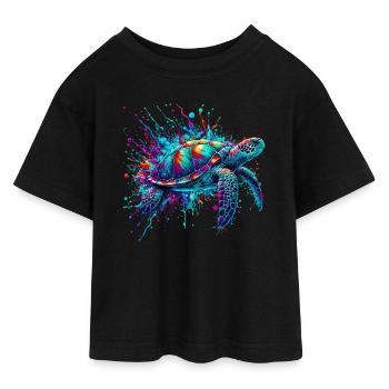 Schildkröte - Teen Cropped Jersey T-Shirt - Schwarz - Vorne - AI Model Teenager Female light (150cm)