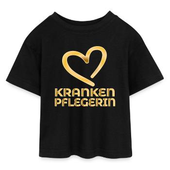 DANKESCHÖN KRANKENPFLEGERIN - Teen Cropped Jersey T-Shirt - Schwarz - Vorne - AI Model Teenager Female light (150cm)