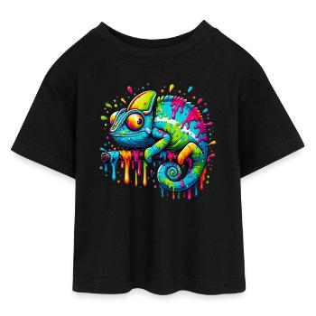 Chamäleon - Teen Cropped Jersey T-Shirt - Schwarz - Vorne - AI Model Teenager Female light (150cm)