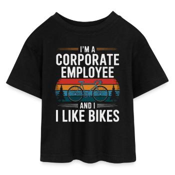 Corporate Employee Who Likes Bikes - Teen Cropped Jersey T-Shirt - black - Front - AI Model Teenager Female light (150cm)