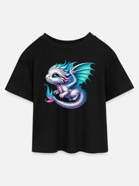Drache - Teen Cropped Jersey T-Shirt - Schwarz