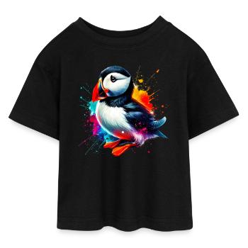 Puffin - Teen Cropped Jersey T-Shirt - black - Front - AI Model Teenager Female light (150cm)