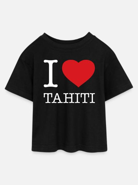 I LOVE TAHITI - Teen Cropped Jersey T-Shirt - Schwarz