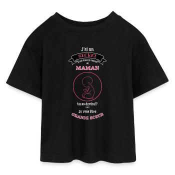 Secret Maman Grande Sœur - T-shirt Crop Top en jersey Ado - noir - Devant - AI Model Teenager Female light (150cm)
