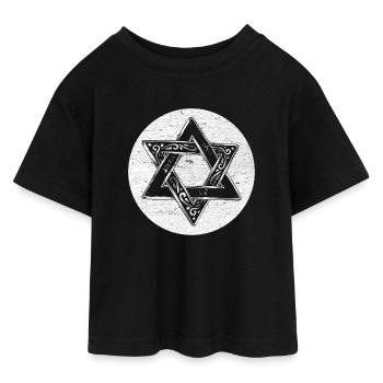 Étoile de David ornée en cercle blanc - T-shirt Crop Top en jersey Ado - noir - Devant - AI Model Teenager Female light (150cm)