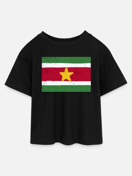 Flagge von Suriname - Teen Cropped Jersey T-Shirt - Schwarz