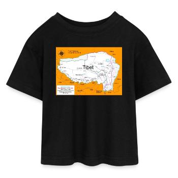 Carte historique du Tibet 1914 - 1950 - T-shirt Crop Top en jersey Ado - noir - Devant - AI Model Teenager Female light (150cm)