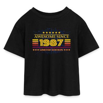 Awesome since 1987 Limited Edition - Teen Cropped Jersey T-Shirt - Schwarz - Vorne - AI Model Teenager Female light (150cm)