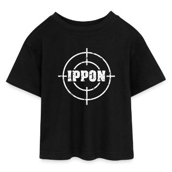 Target_judo_ippon_grunge_karsten_weiss - T-shirt Crop Top en jersey Ado - noir - Devant - AI Model Teenager Female light (150cm)