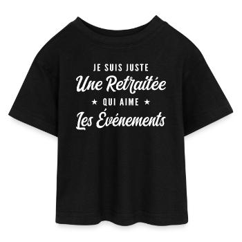 Eine Rentnerin, die Veranstaltungen liebt - Teen Cropped Jersey T-Shirt - Schwarz - Vorne - AI Model Teenager Female light (150cm)