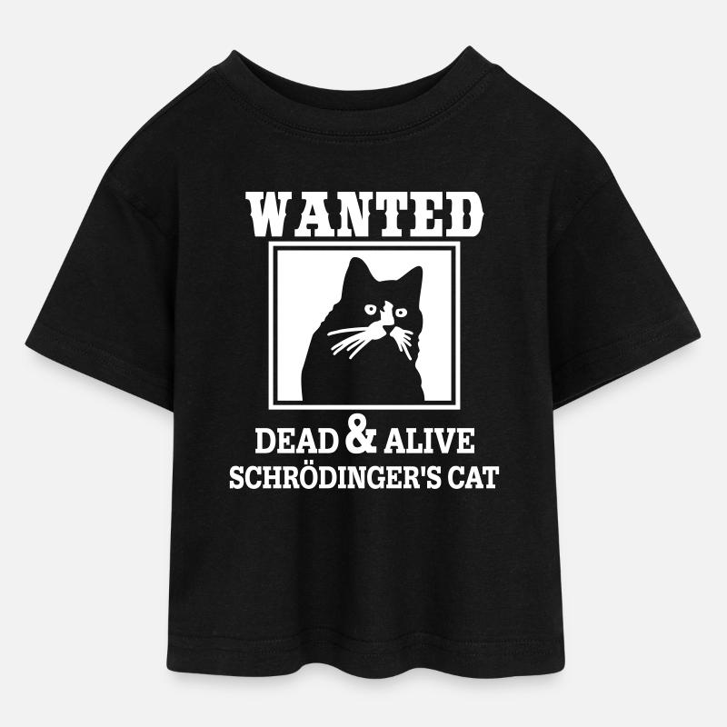 Le chat de Schrödinger recherché, la physique quantique ringarde - T-shirt Crop Top en jersey Ado - noir
