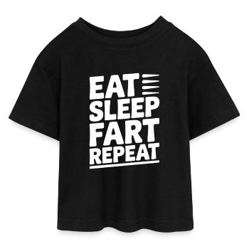 Essen Schlaffurz Wiederholen - Teen Cropped Jersey T-Shirt - Schwarz - Vorne - AI Model Teenager Female light (150cm)