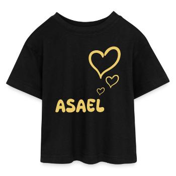 Cadeau pour Asaël - T-shirt Crop Top en jersey Ado - noir - Devant - AI Model Teenager Female light (150cm)