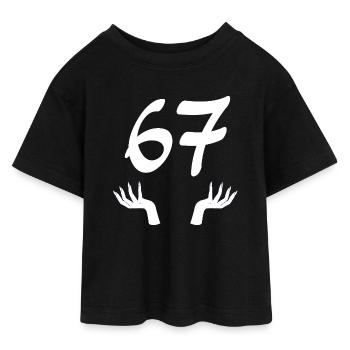 67 Six-Seven - Teen Cropped Jersey T-Shirt - Schwarz - Vorne - AI Model Teenager Female light (150cm)