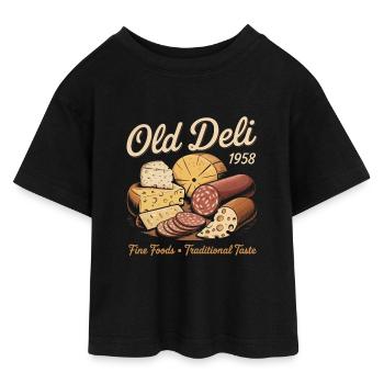 Vintage Delicatessen Advertising - Teen Cropped Jersey T-Shirt - black - Front - AI Model Teenager Female light (150cm)