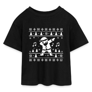 Ugly Dabbing Christmas Design XMas - Teen Cropped Jersey T-Shirt - black - Front - AI Model Teenager Female light (150cm)