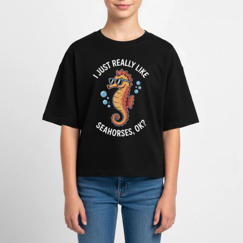 Seepferdchen Spruch Lustiges Seepferdchen Geschenk Teen Cropped Jersey T-Shirt