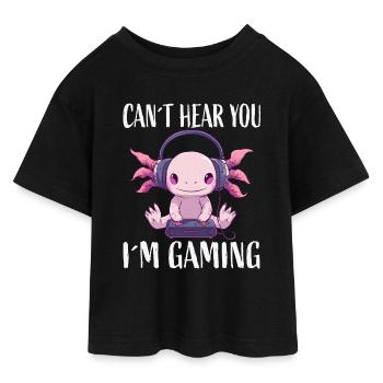 Gaming Axolotl with Headphones - Teen Cropped Jersey T-Shirt - black - Front - AI Model Teenager Female light (150cm)