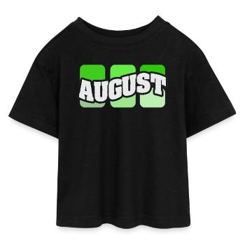 Name August - Teen Cropped Jersey T-Shirt - Schwarz - Vorne - AI Model Teenager Female light (150cm)