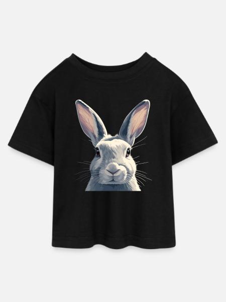 Hasen Hase - Teen Cropped Jersey T-Shirt - Schwarz