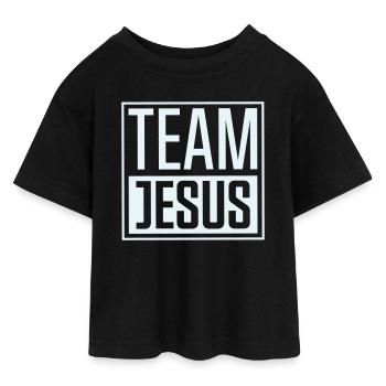 Team Jesus - Teen Cropped Jersey T-Shirt - black - Front - AI Model Teenager Female light (150cm)