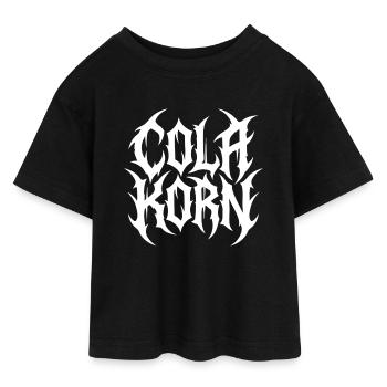 Cola Korn Black Metal – Extremes Logo Motiv - Teen Cropped Jersey T-Shirt - Schwarz - Vorne - AI Model Teenager Female light (150cm)