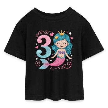 Mermaid 3rd Birthday 3 Years - Teen Cropped Jersey T-Shirt - black - Front - AI Model Teenager Female light (150cm)