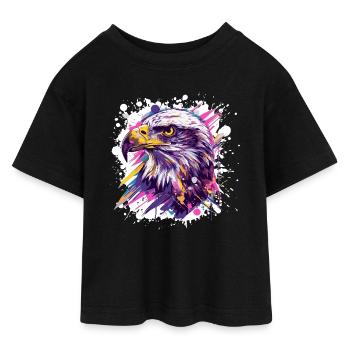 Farbexplosion Adlerkopf Kunst - Teen Cropped Jersey T-Shirt - Schwarz - Vorne - AI Model Teenager Female light (150cm)