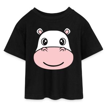 Nilpferd Kopf Gesicht Maske Lächeln - Teen Cropped Jersey T-Shirt - Schwarz - Vorne - AI Model Teenager Female light (150cm)