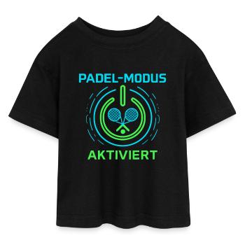 Padel mode activated - Teen Cropped Jersey T-Shirt - black - Front - AI Model Teenager Female light (150cm)