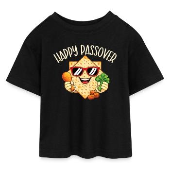 Frohes Pessachfest Jüdisches Pessach-Fest - Teen Cropped Jersey T-Shirt - Schwarz - Vorne - AI Model Teenager Female light (150cm)