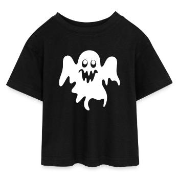 Scary Motifs, Ghosts - Teen Cropped Jersey T-Shirt - black - Front - AI Model Teenager Female light (150cm)