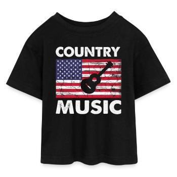 Musique country - T-shirt Crop Top en jersey Ado - noir - Devant - AI Model Teenager Female light (150cm)