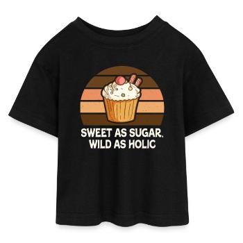Douce Réception Douce Coucher de Soleil - T-shirt Crop Top en jersey Ado - noir - Devant - AI Model Teenager Female light (150cm)