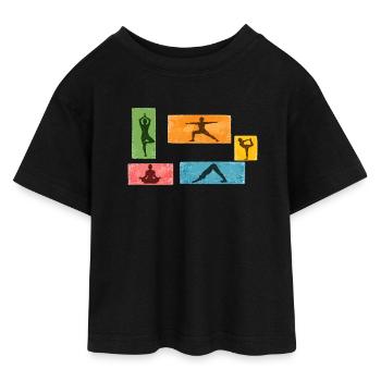 Grunge Yoga Silhouetten Farbblock - Teen Cropped Jersey T-Shirt - Schwarz - Vorne - AI Model Teenager Female light (150cm)
