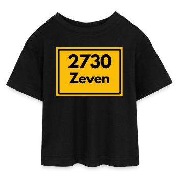 ANCIEN CODE POSTAL RÉTRO 2730 ZEVEN – GEESTHELD - T-shirt Crop Top en jersey Ado - noir - Devant - AI Model Teenager Female light (150cm)