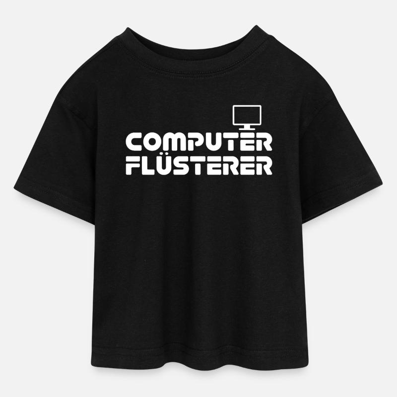 Impression rétro du Whisperer Ordinateur - T-shirt Crop Top en jersey Ado - noir