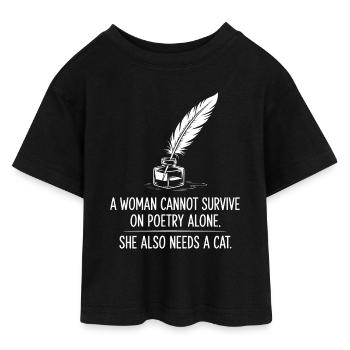 Poesie und Katzen - Teen Cropped Jersey T-Shirt - Schwarz - Vorne - AI Model Teenager Female light (150cm)