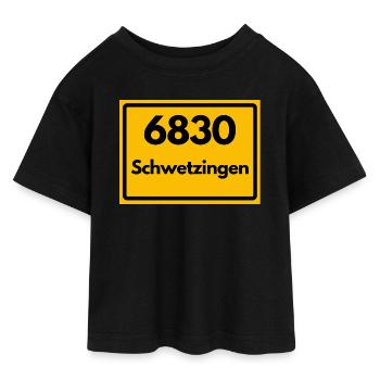 ALTE POSTLEITZAHL PLZ RETRO 6830 SCHWETZINGEN  - Teen Cropped Jersey T-Shirt - Schwarz - Vorne - AI Model Teenager Female light (150cm)
