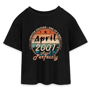 April 2001 - Teen Cropped Jersey T-Shirt - Schwarz - Vorne - AI Model Teenager Female light (150cm)