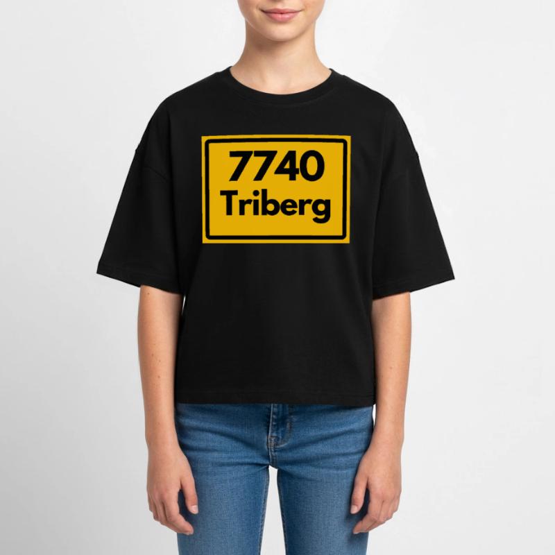 OLD POSTCODE ZIP CODE RETRO 7740 TRIBERG HEIMAT Teen Cropped Jersey T-Shirt